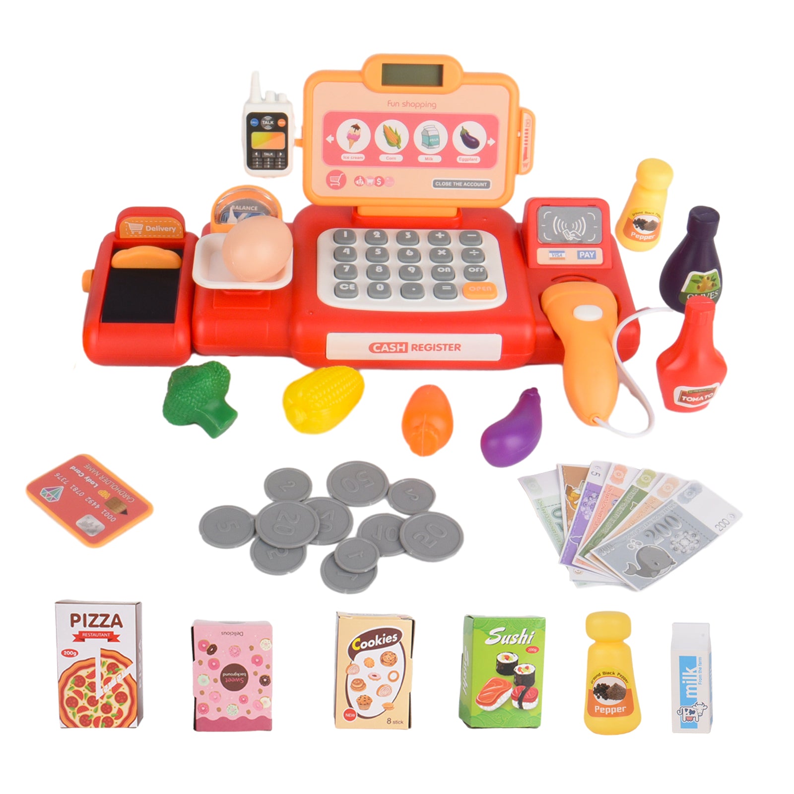 37 Pcs Deluxe Toy Cash Register with Scanner