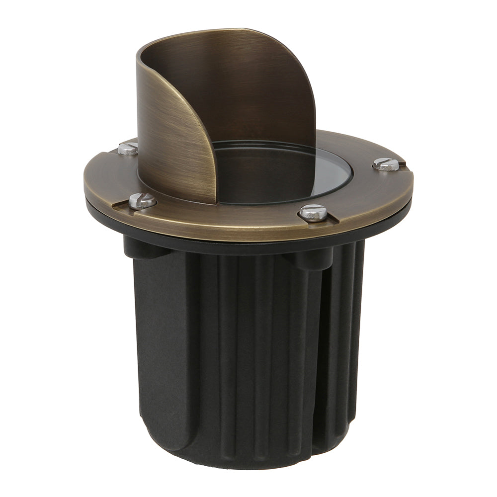 In-Ground Well Light w/ Angle Shield for Low Voltage Landscape Lighting [Brass]