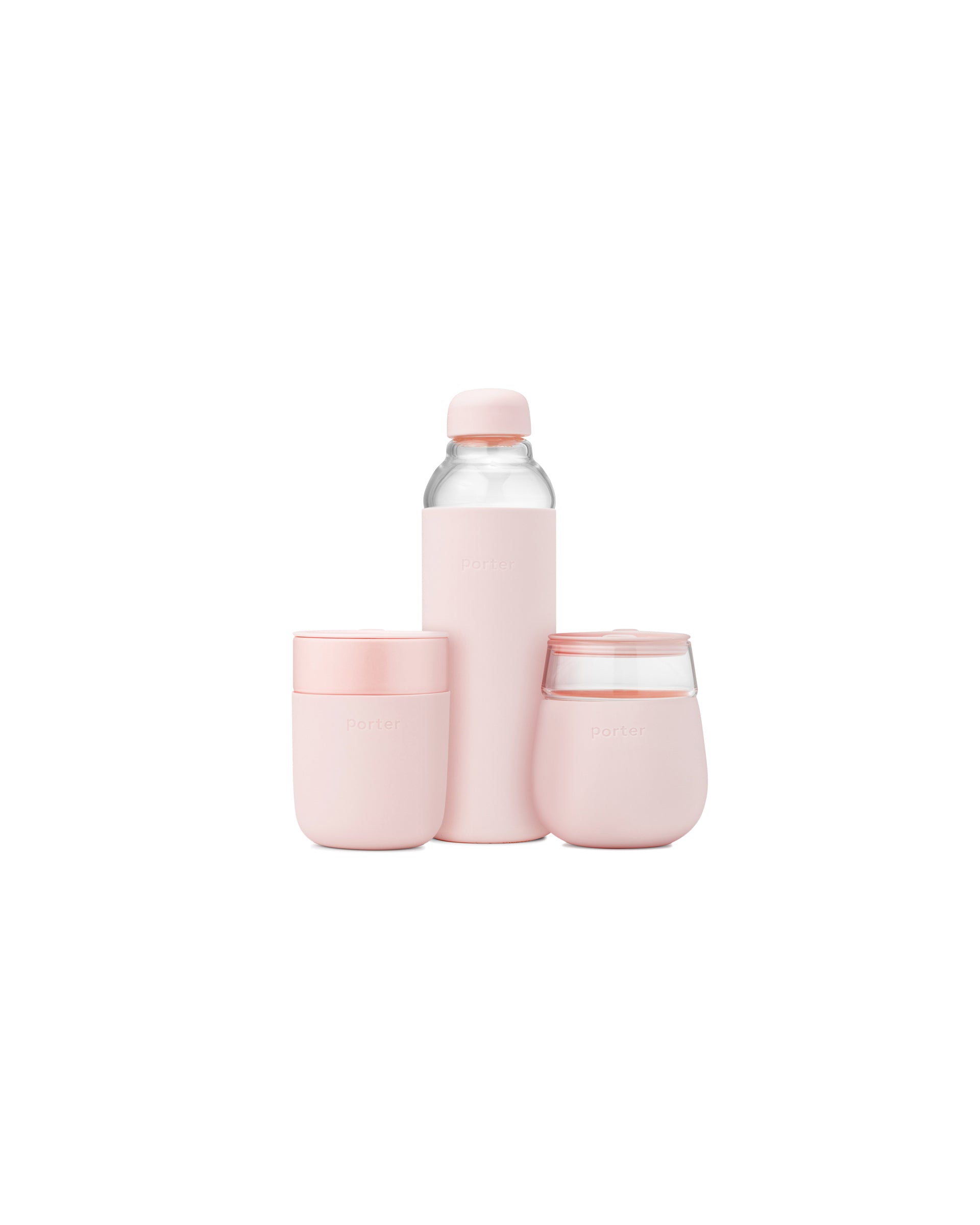 Classic Drinkware Set / Reusable Water Bottle + Mug / BPA-Free + Microwave & Dishwasher Safe, FDA / LFGB Approved (Blush Pink) / Porter by W&P