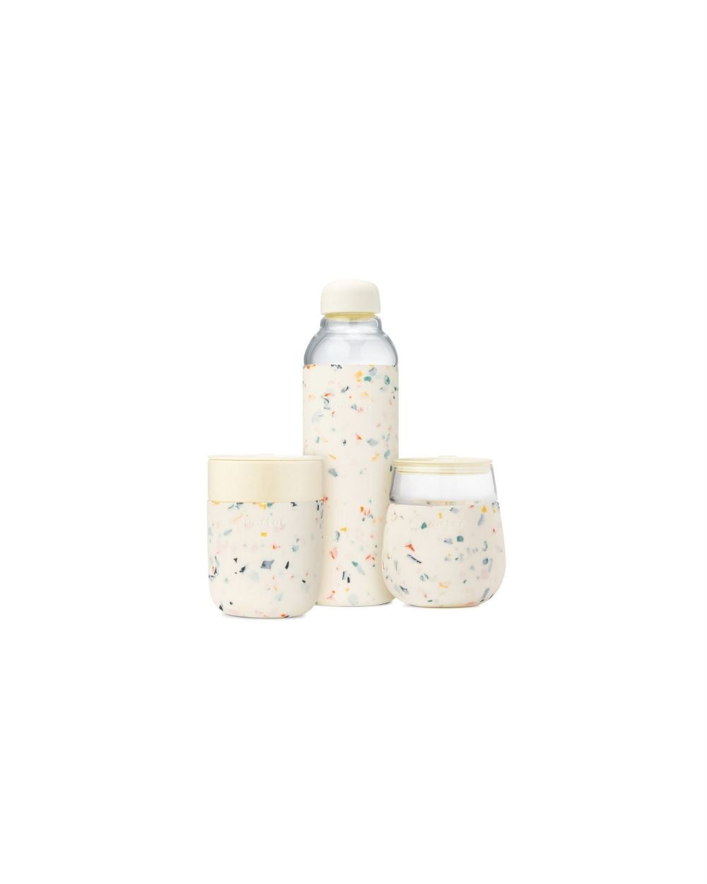 Classic Drinkware Set / Reusable Water Bottle + Mug / BPA-Free + Microwave & Dishwasher Safe, FDA / LFGB Approved (Terrazzo Cream) / Porter by W&P